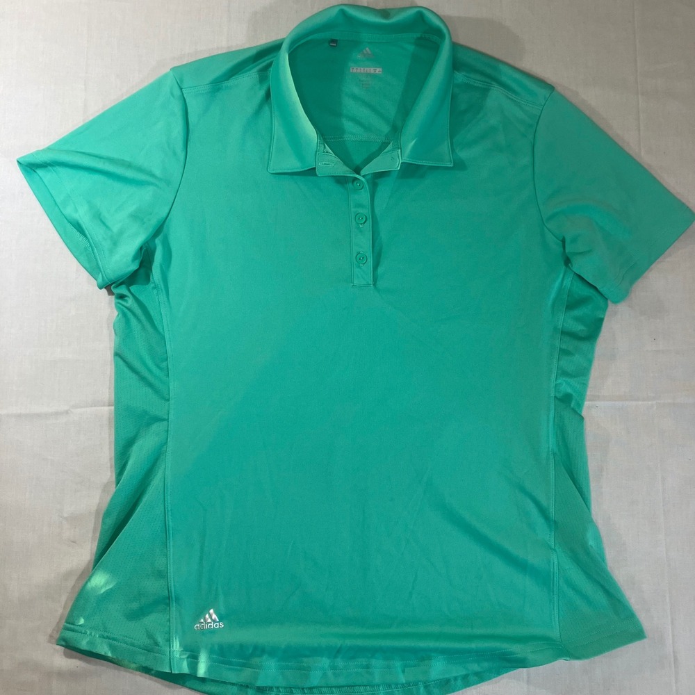 Adidas Golf Womens Large Teal Green Performance Short Sleeve Polo Shirt L
